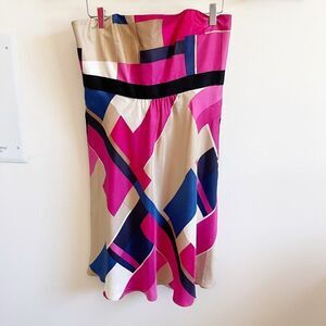 David Meister Silk Sweetheart Strapless Mini Dress Striped Size 12